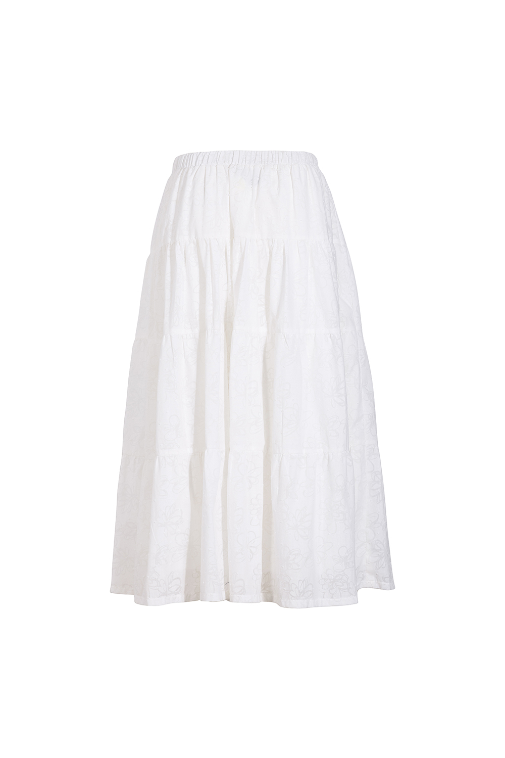 Chân váy xòe dáng midi màu trắng