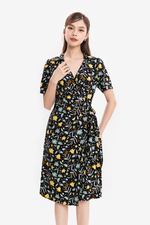 Đầm chữ A wrap dress họa tiết hoa