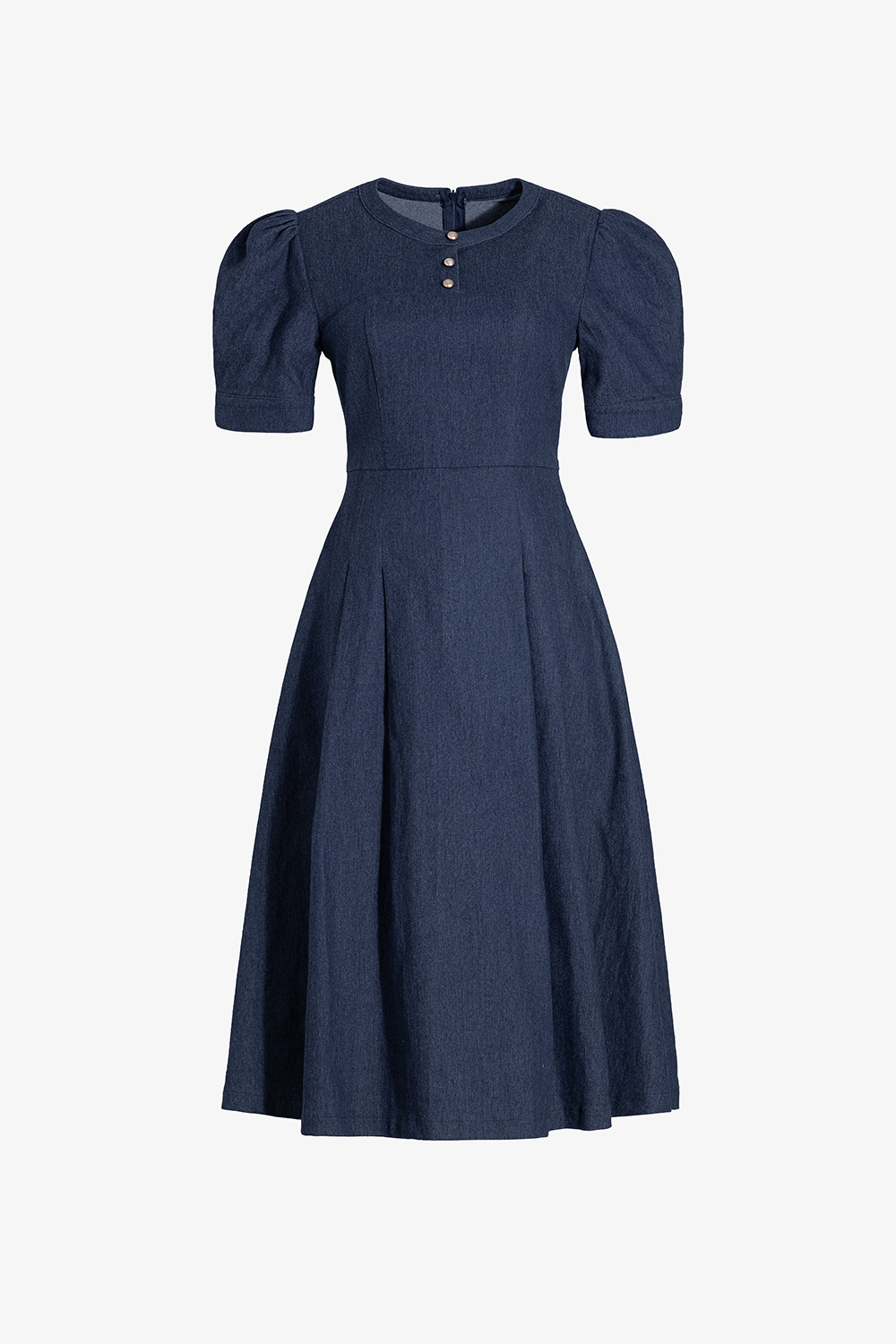 Đầm công sở denim dáng xòe