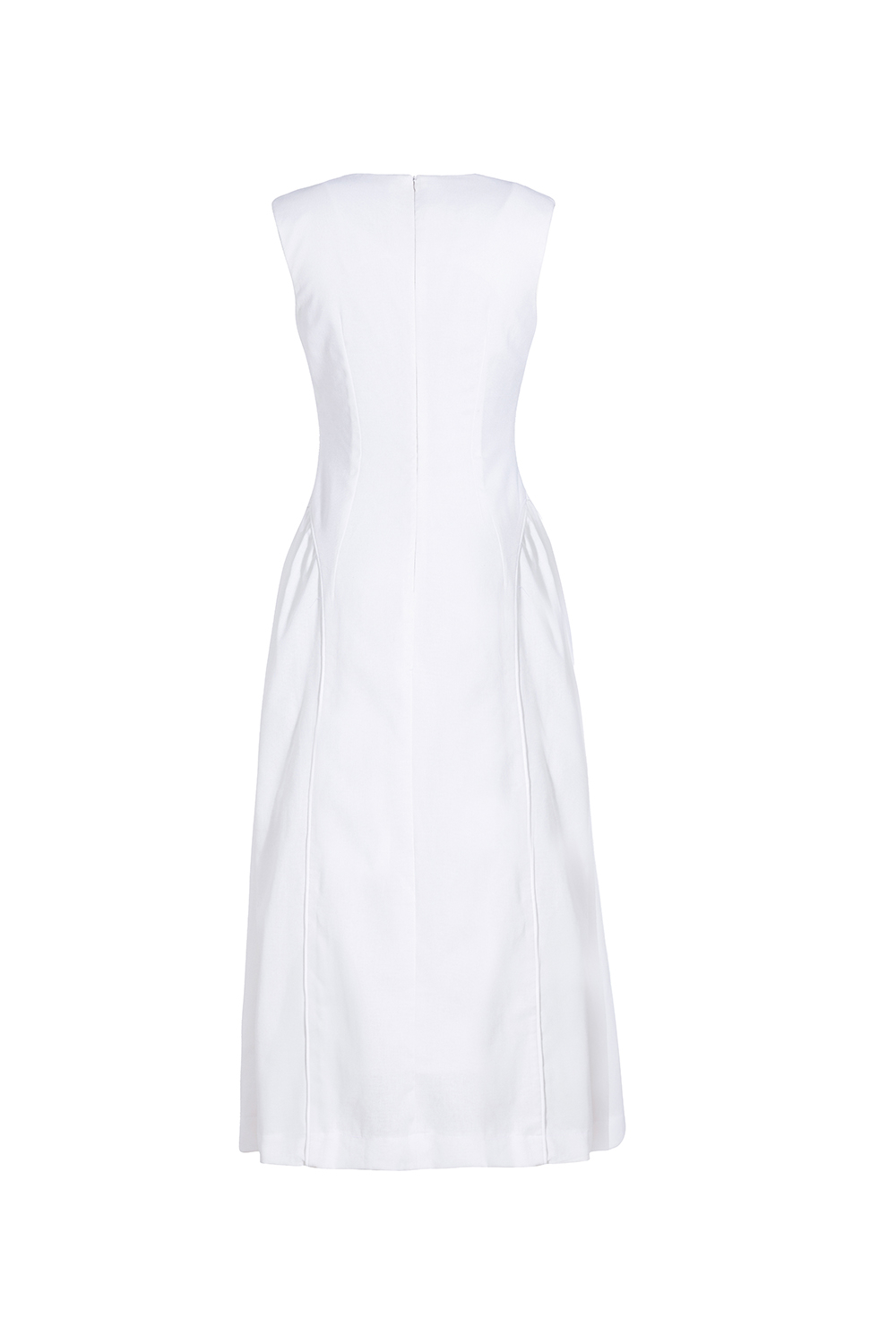 Đầm trắng đi tiệc dáng xòe dài cổ V