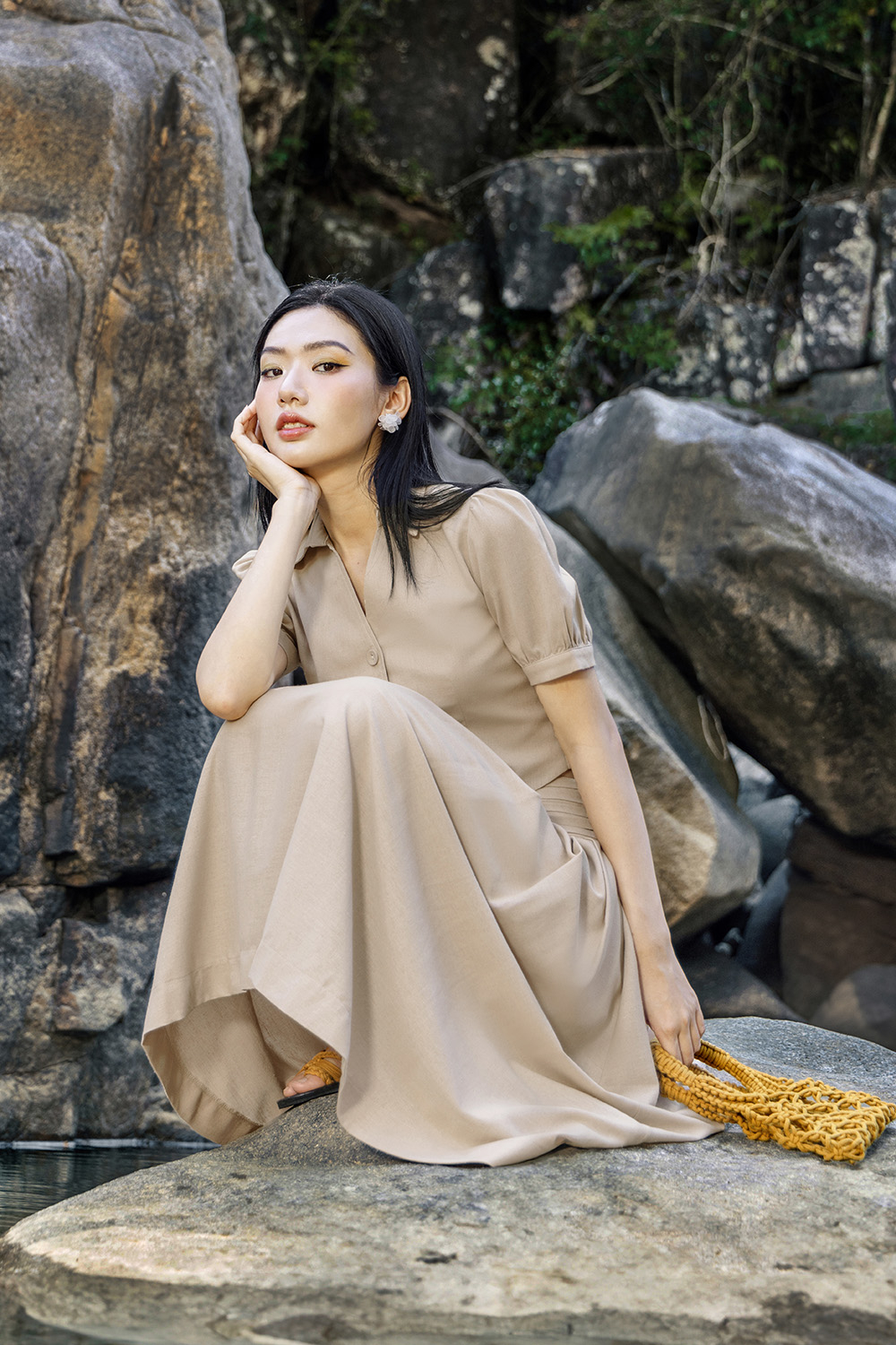 Chân váy xếp ly dáng xòe eo cao CV07-34