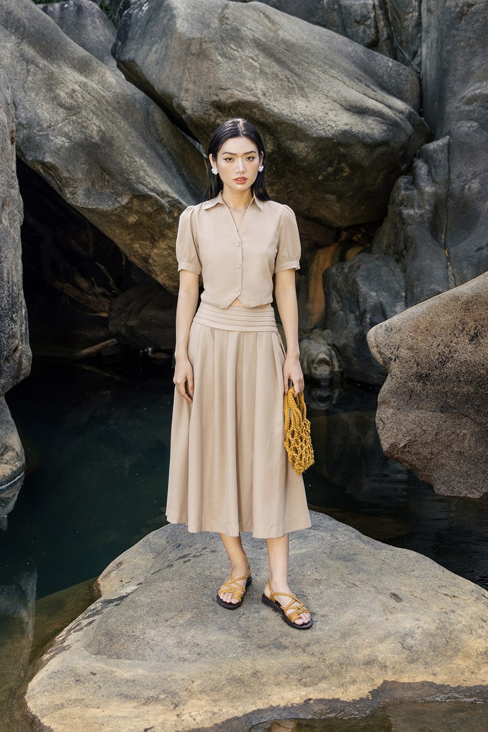 Áo kiểu nữ đẹp dáng croptop tay phồng