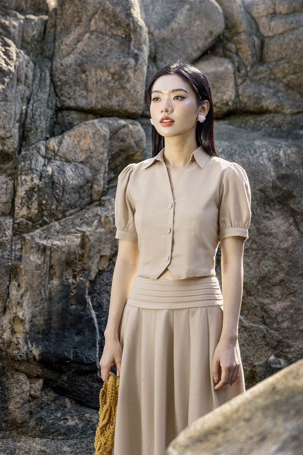 Áo kiểu nữ đẹp dáng croptop tay phồng