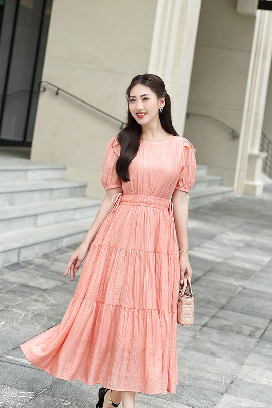 Đầm xòe xếp ly dáng dài nhấn eo thời trang HL27-31