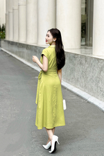 Đầm công sở wrap dress phối nơ