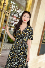 Đầm chữ A wrap dress họa tiết hoa