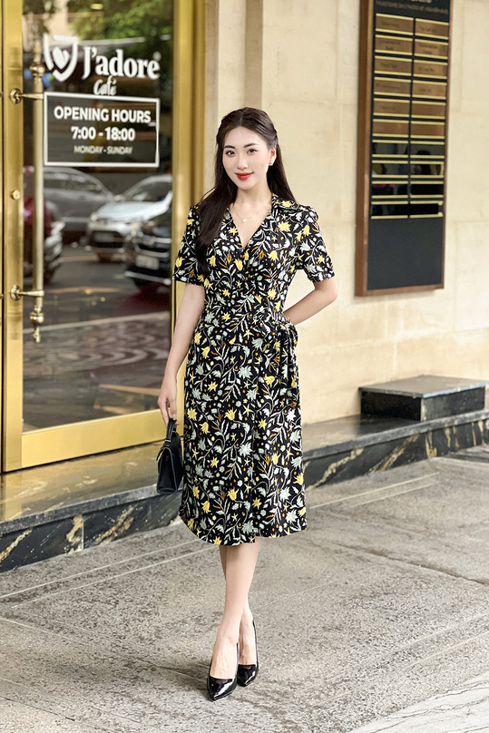 Đầm chữ A wrap dress họa tiết hoa KK167-35