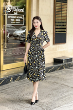 Đầm chữ A wrap dress họa tiết hoa