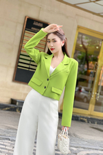 Áo khoác blazer nữ dáng ngắn màu xanh