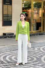 Áo khoác blazer nữ dáng ngắn màu xanh