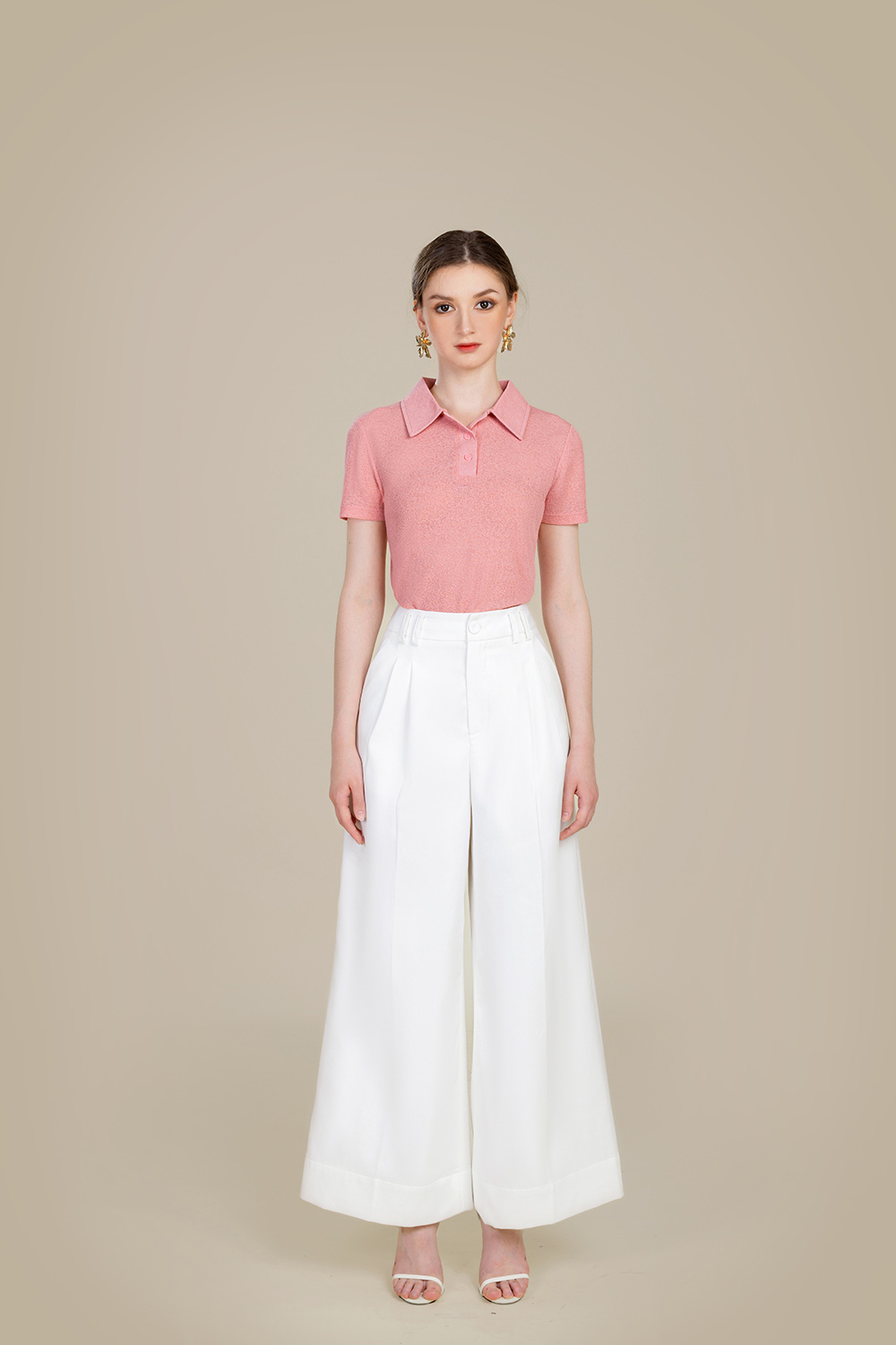 Áo thun polo nữ màu hồng