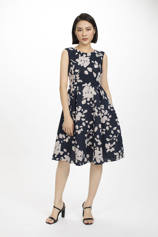 Đầm xòe không tay cổ thuyền HL10-21