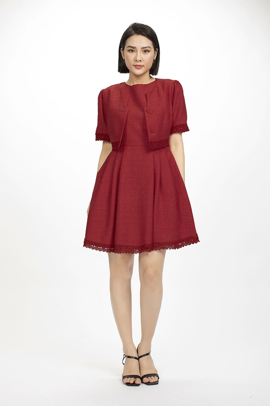 Đầm xòe phối áo khoác lửng HL10-40