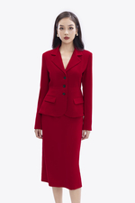 Áo blazer ôm màu đỏ dáng peplum