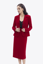 Áo blazer ôm màu đỏ dáng peplum