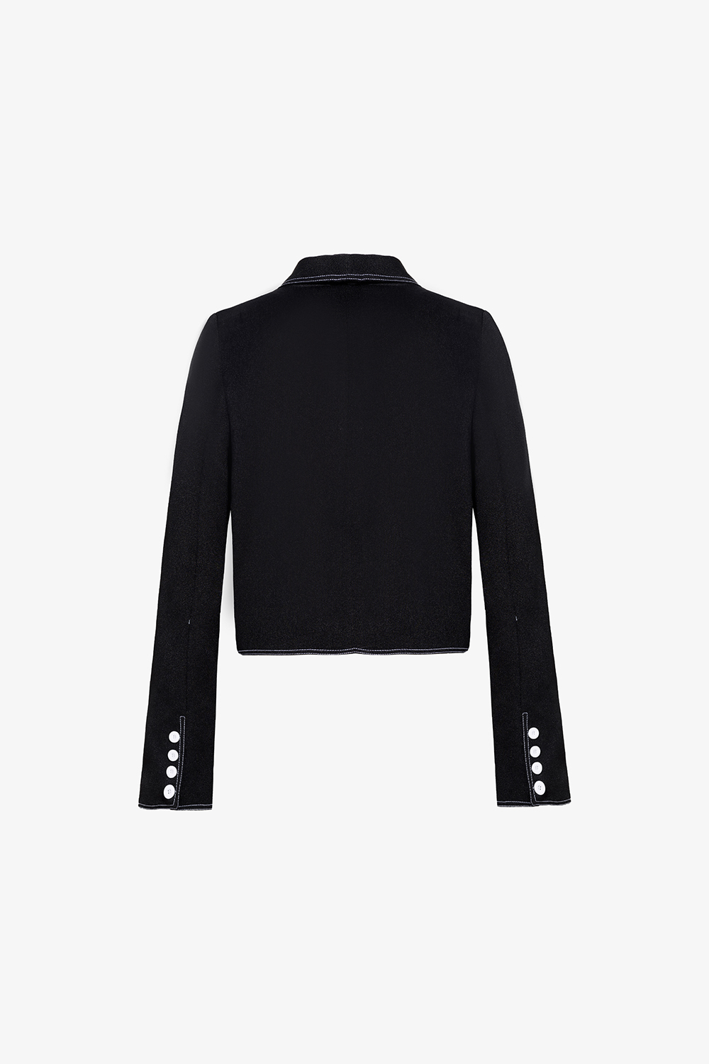 Áo khoác nữ màu đen viền chỉ trắng phối túi