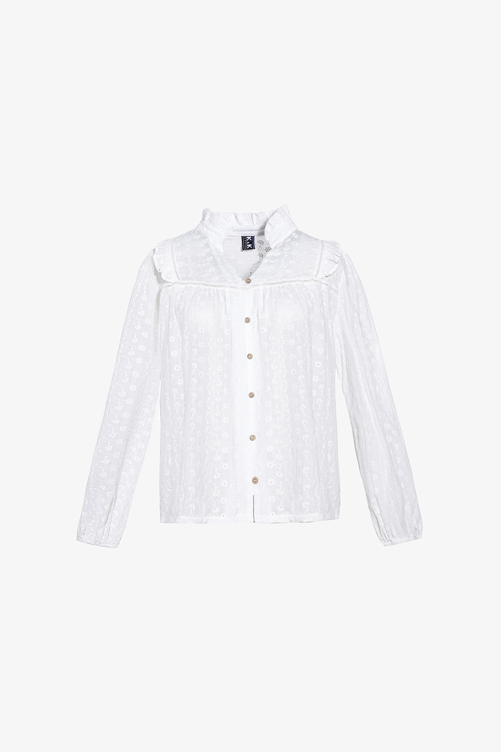 Áo kiểu nữ công sở tay dài phối bèo