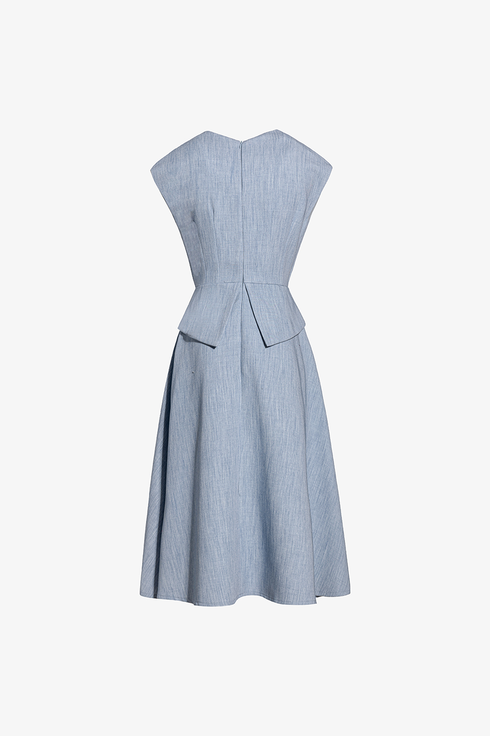 Đầm peplum công sở dáng xòe cổ V