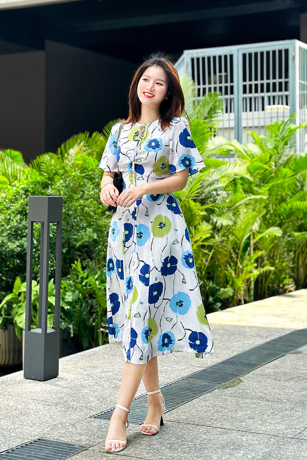 Đầm xòe hoa tay cánh tiên phối nơ KK169-29
