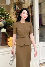 Áo kiểu peplum công sở nữ kèm belt