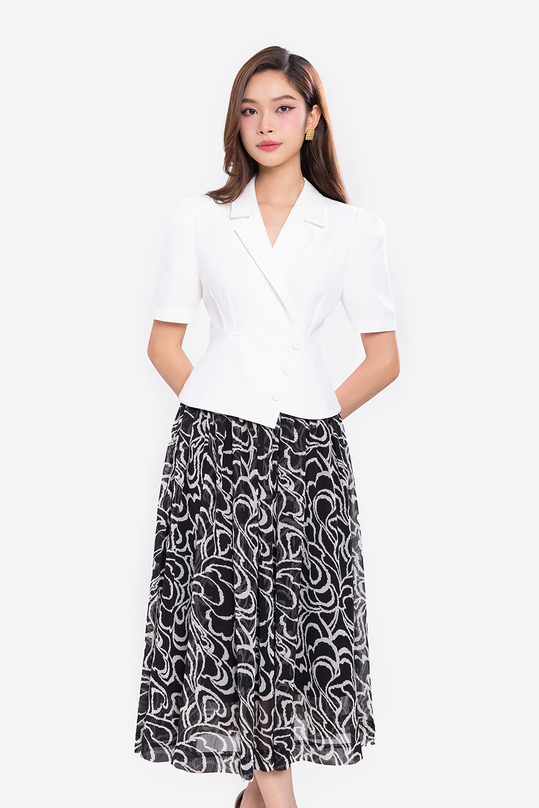 Áo công sở nữ kiểu peplum màu trắng ASM19-28