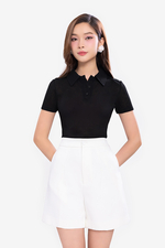 Áo thun polo nữ dáng croptop