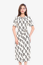 Đầm họa tiết wrap dress phối nơ eo