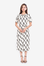 Đầm họa tiết wrap dress phối nơ eo