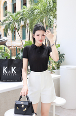 Áo thun polo nữ dáng croptop