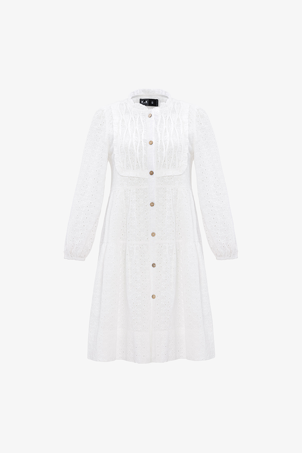 Đầm trắng babydoll xô thêu tay dài