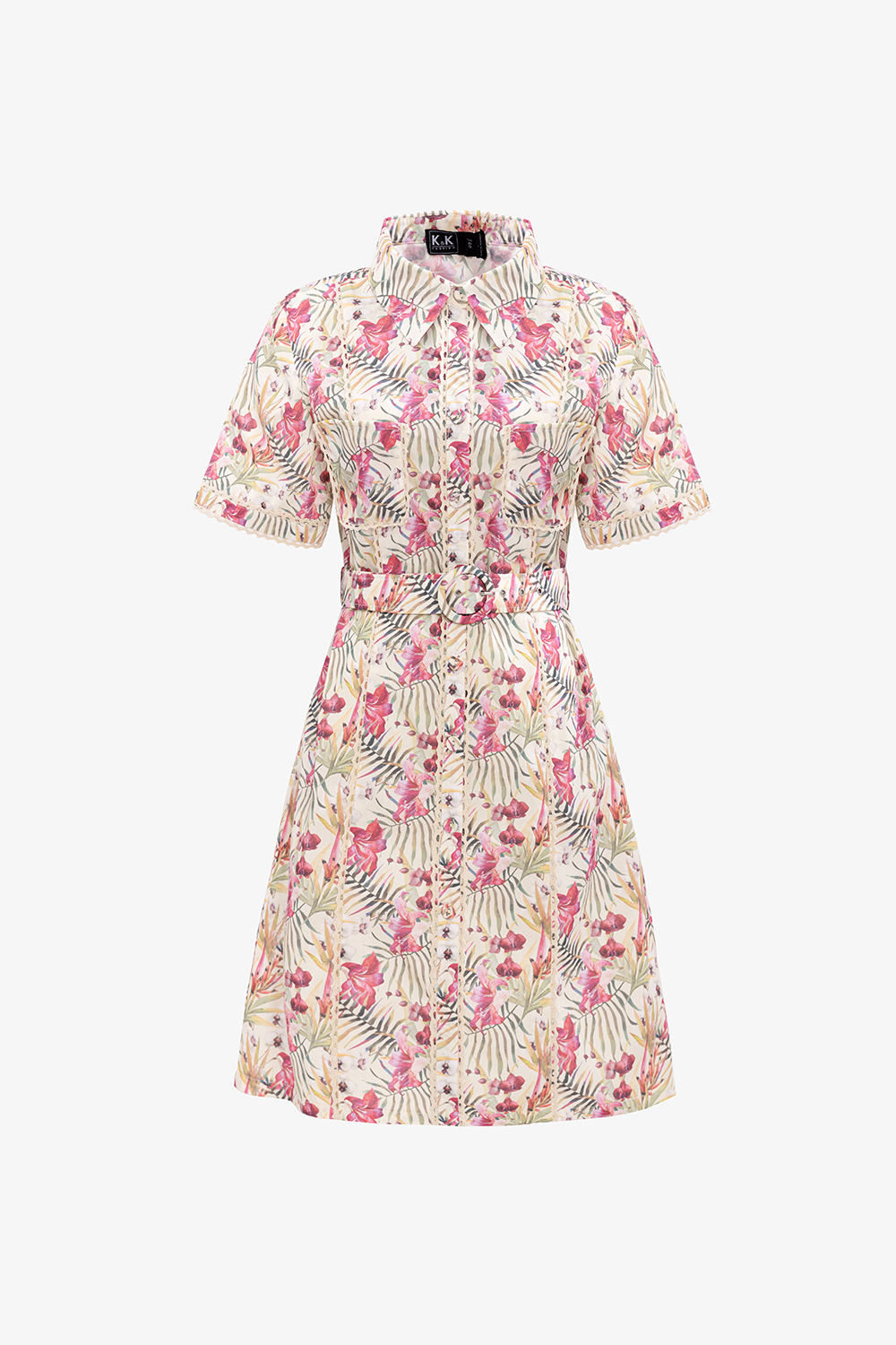 Đầm sơ mi dáng chữ A họa tiết hoa