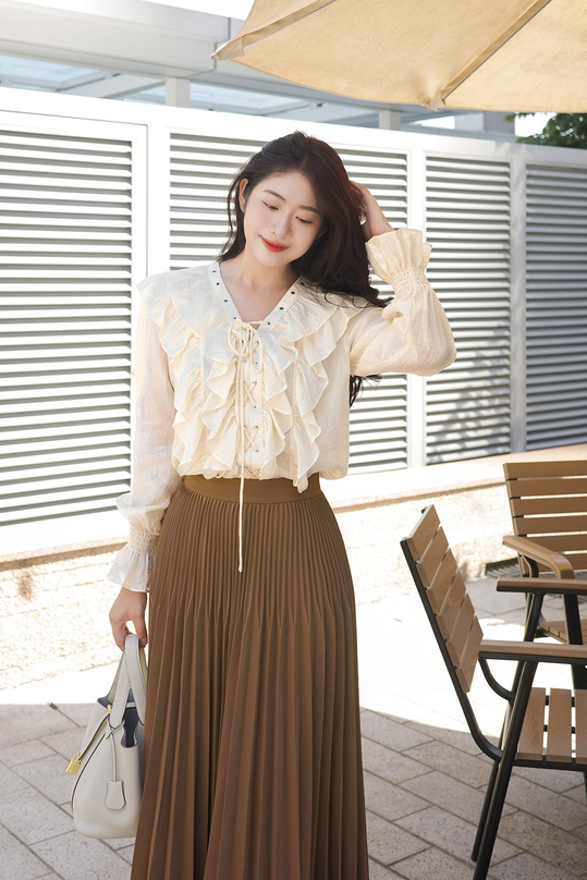 Áo kiểu blouse nữ viền bèo đan dây ASM20-34