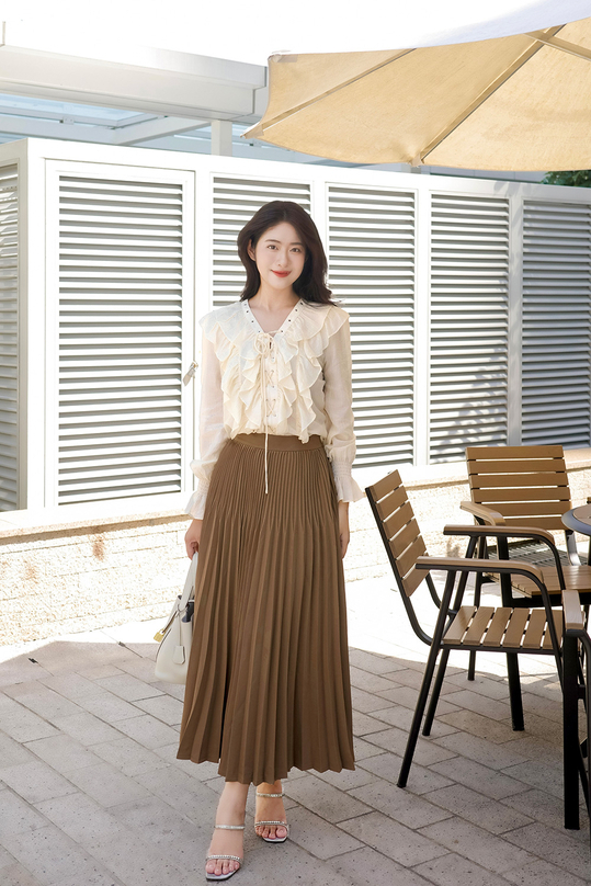 Áo kiểu blouse nữ viền bèo đan dây ASM20-34