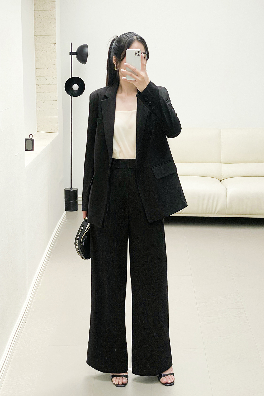 Quần tây công sở nữ ống suông màu đen