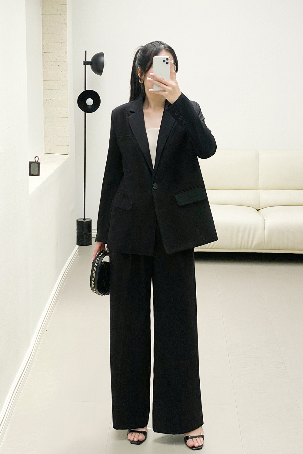 Quần tây công sở nữ ống suông màu đen