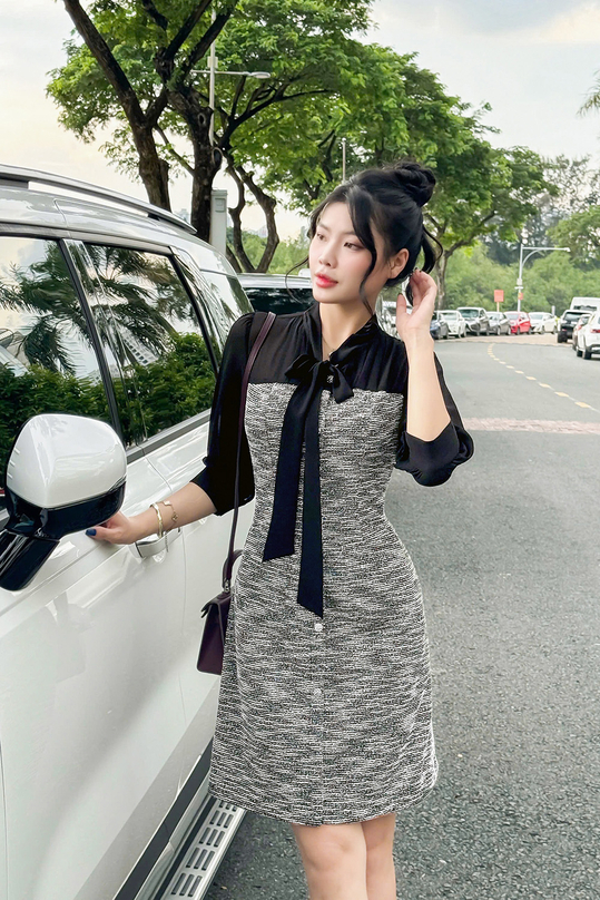 Đầm liền công sở phối màu KK170-37