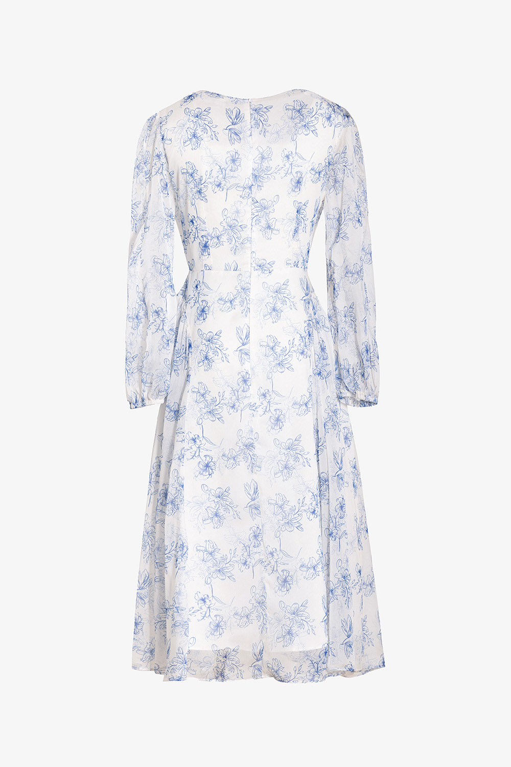 Đầm xòe họa tiết hoa tay dài