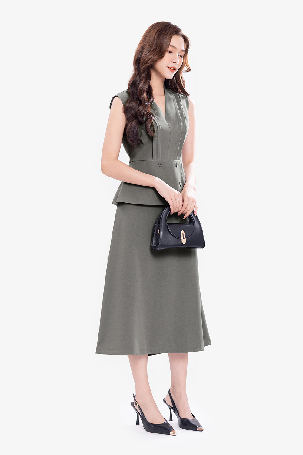 Chân váy chữ A công sở màu xám