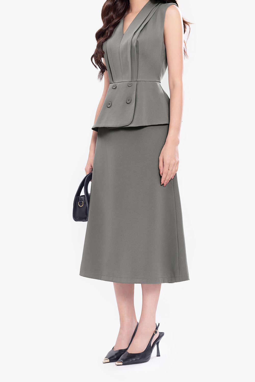 Chân váy chữ A công sở màu xám