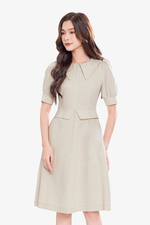 Đầm liền công sở peplum cổ sen