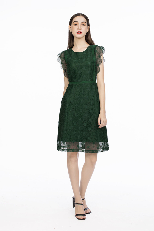 Đầm ren phối bèo dáng chữ A KK93-35