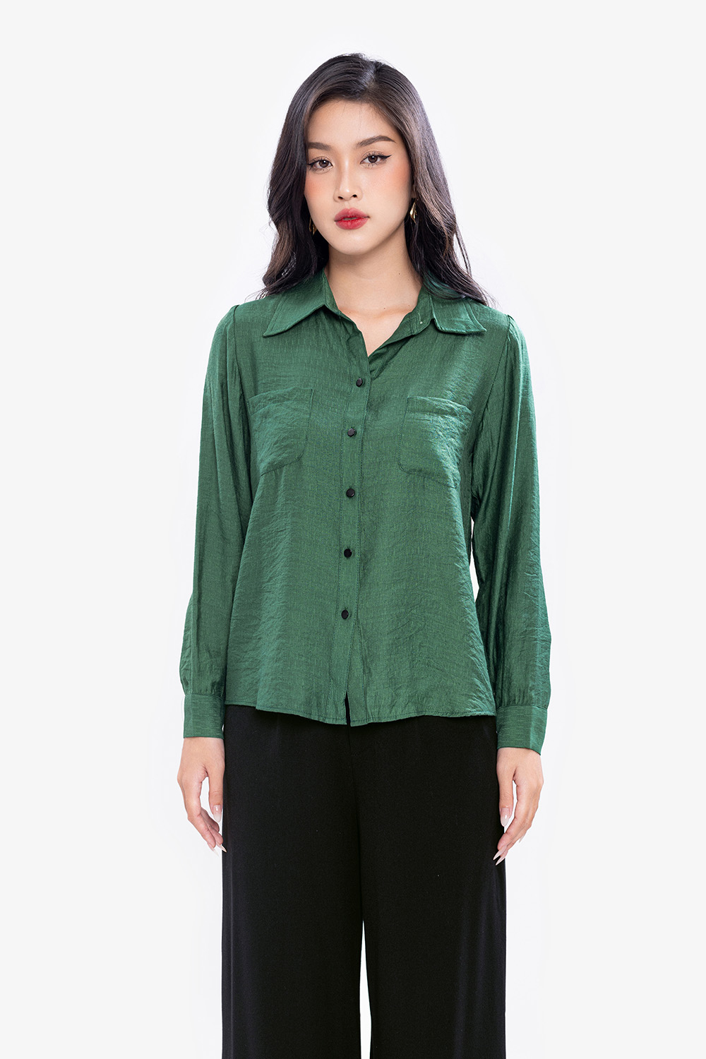 Áo sơ mi nữ công sở màu xanh