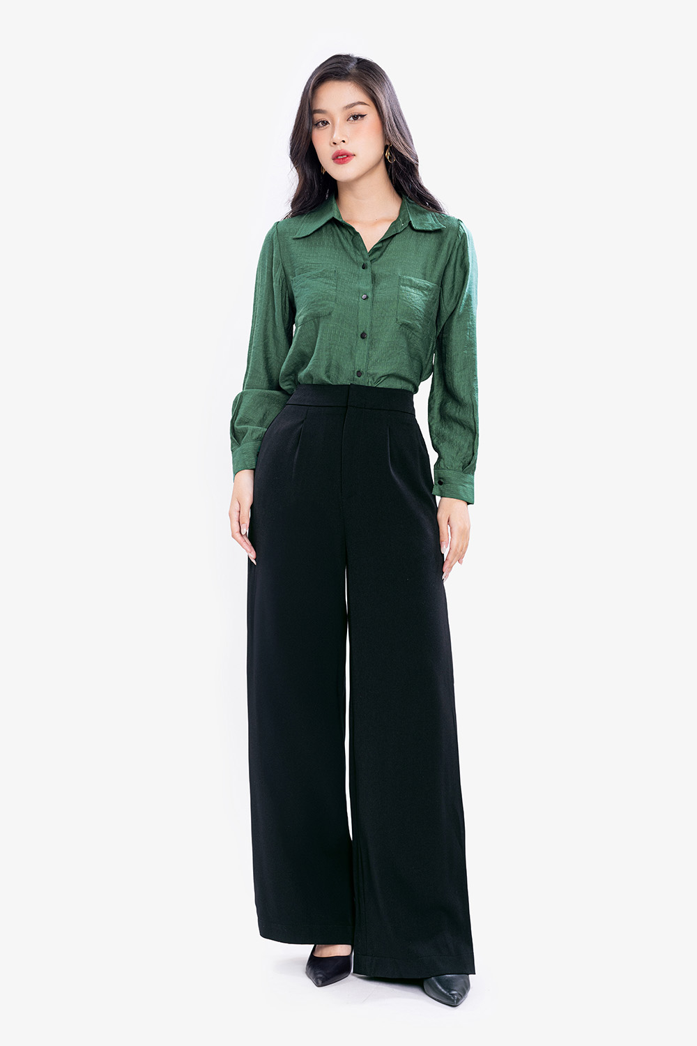 Áo sơ mi nữ công sở màu xanh