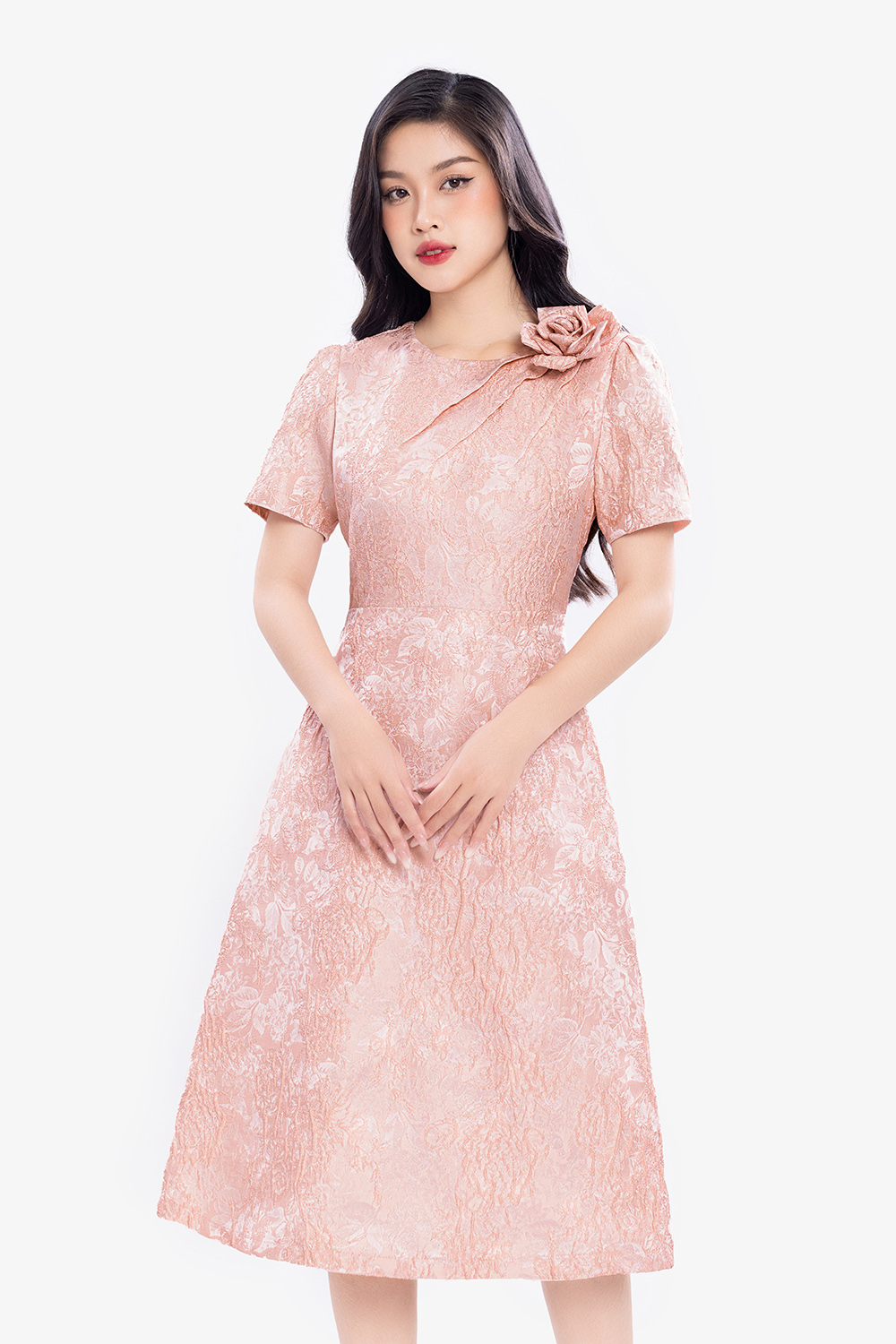 Đầm dự tiệc chữ A đính hoa sang trọng