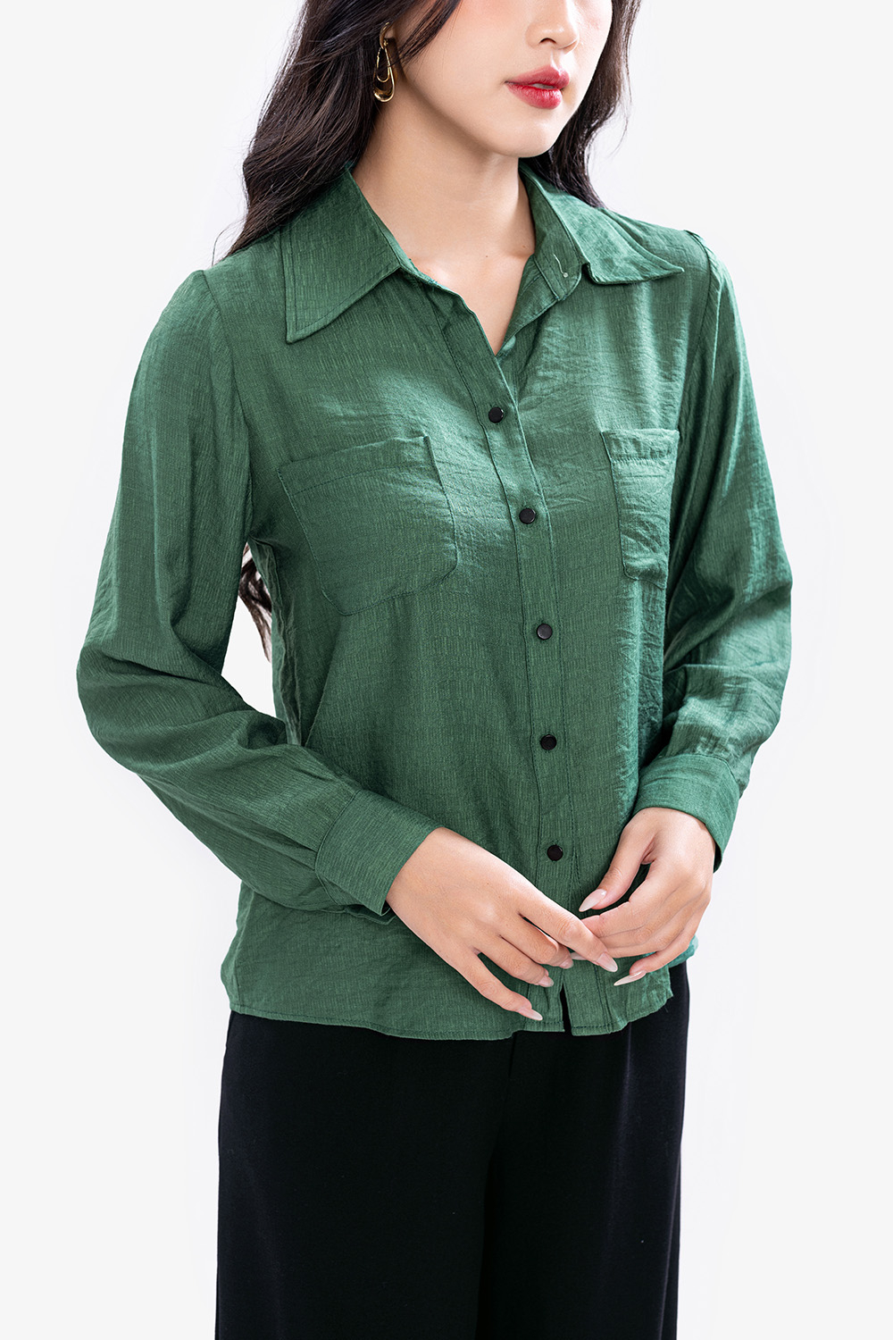 Áo sơ mi nữ công sở màu xanh