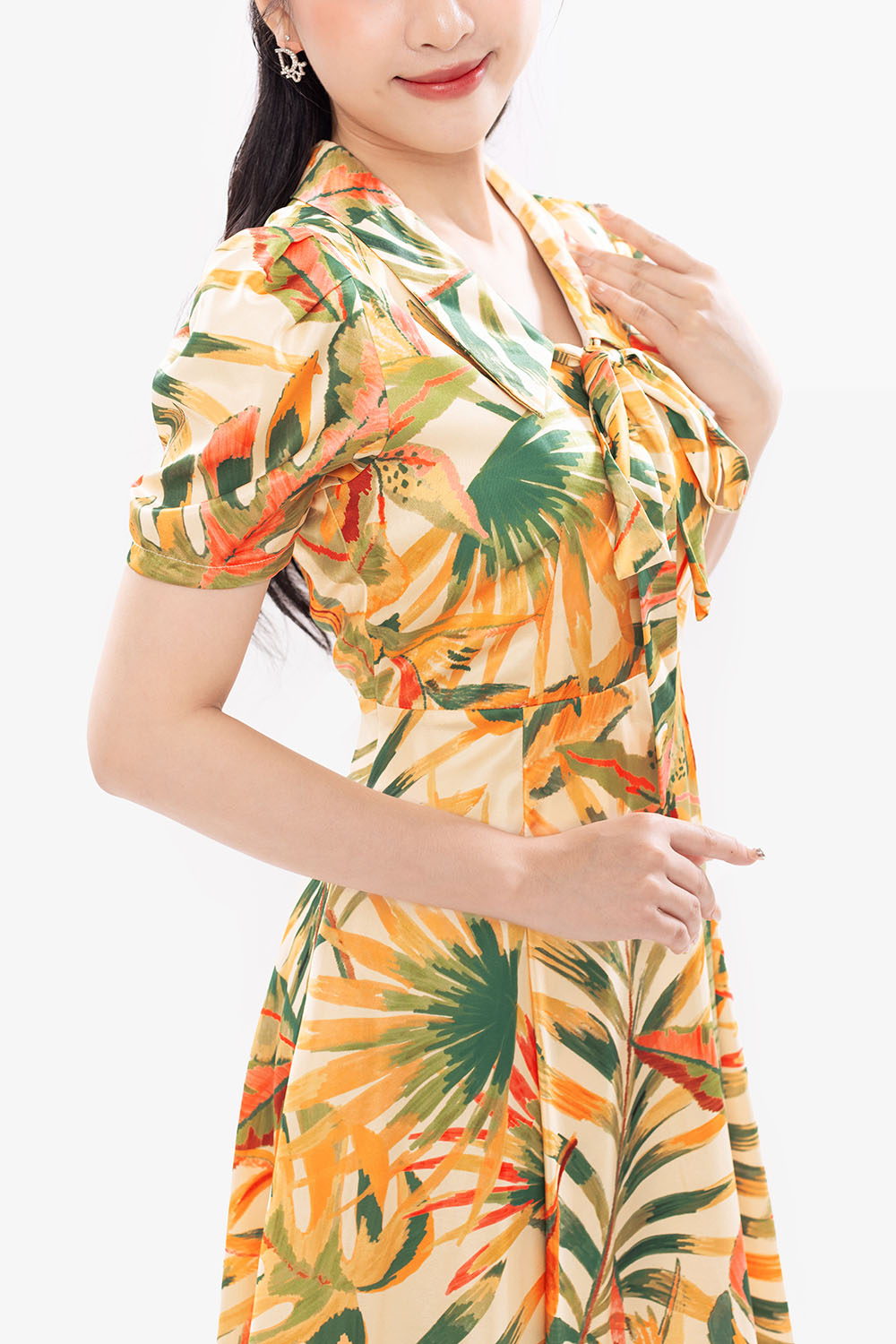 Đầm xòe họa tiết to bản nhiều màu