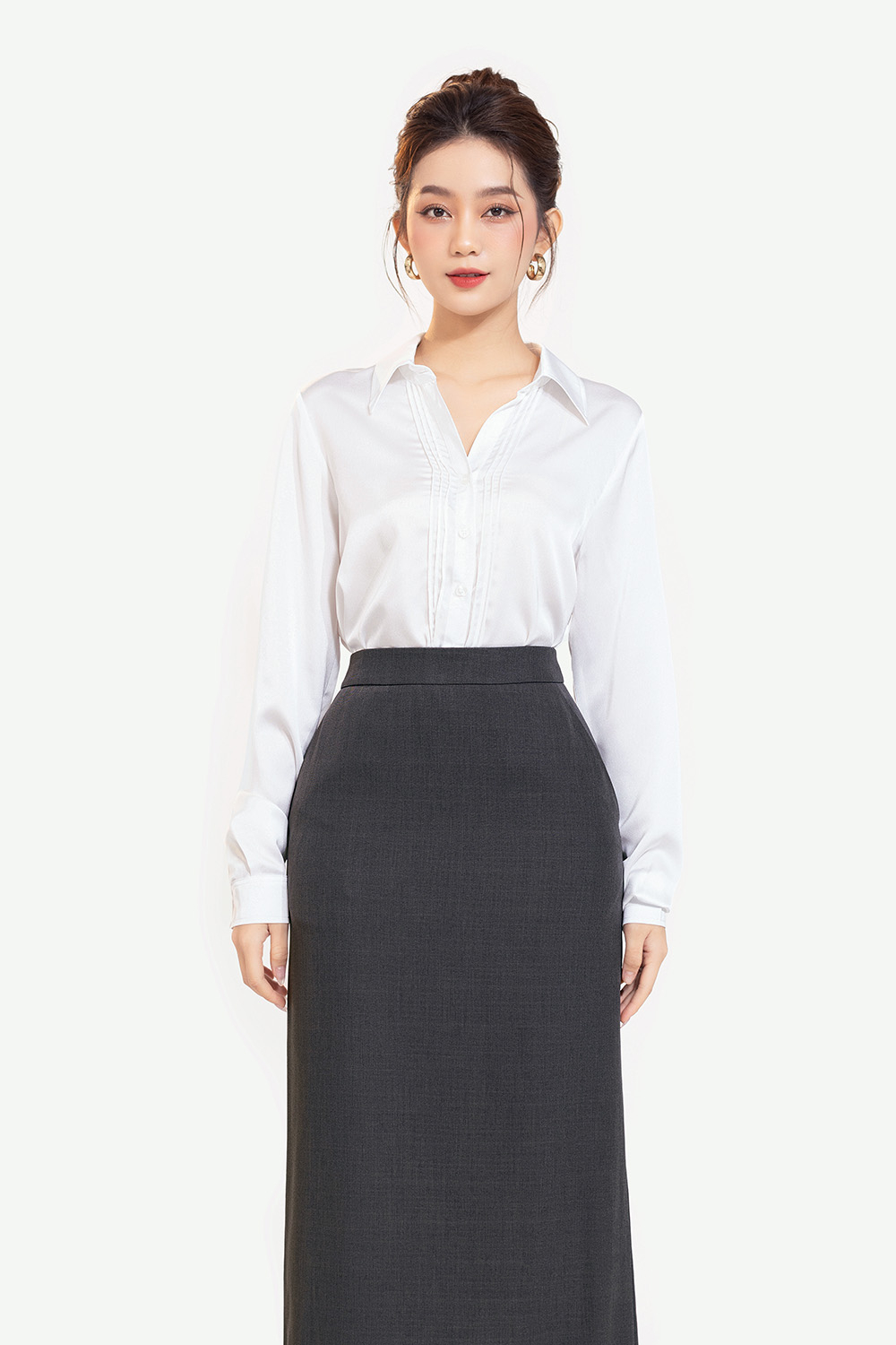 Áo sơ mi trắng công sở nữ tay dài