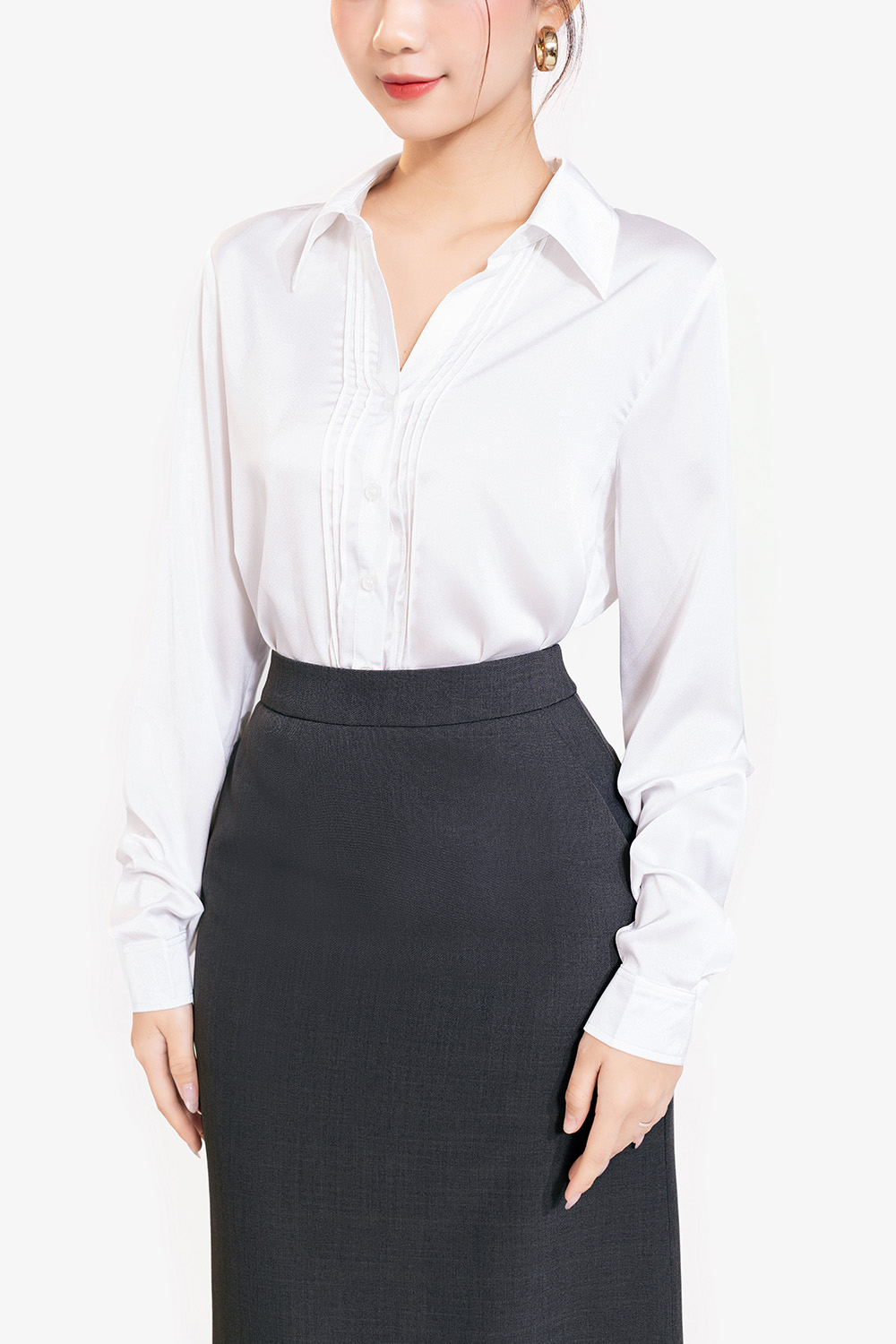 Áo sơ mi trắng công sở nữ tay dài