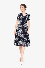 Đầm peplum dáng chữ A họa tiết hoa