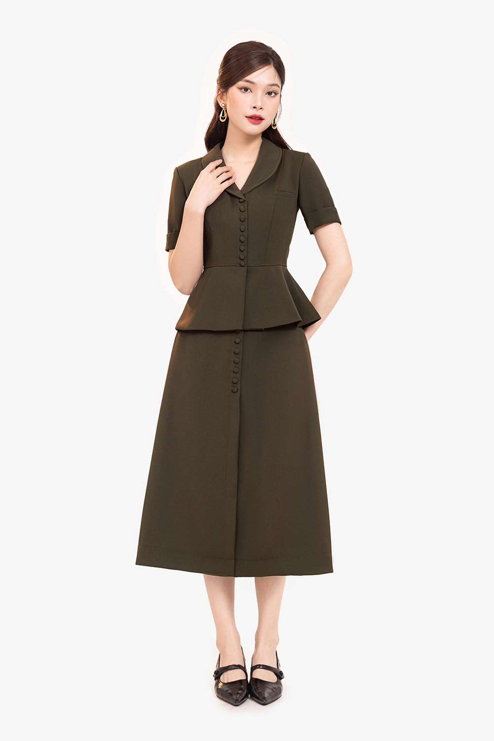 Áo kiểu công sở nữ dáng peplum